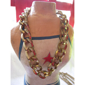 KJL chunky gold tone large link necklace, 20" around